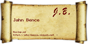Jahn Bence névjegykártya